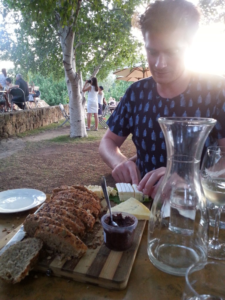 Dunc preparing the cheese element of our picnic dinner